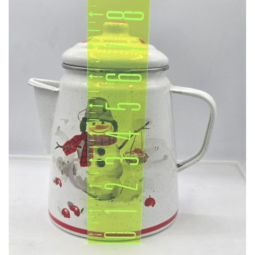 Vintage Enamelware Snowman‎ Coffee Pot Teapot